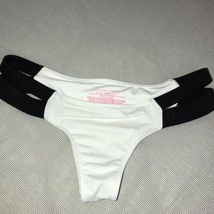White super cheeky double banded swim bottoms